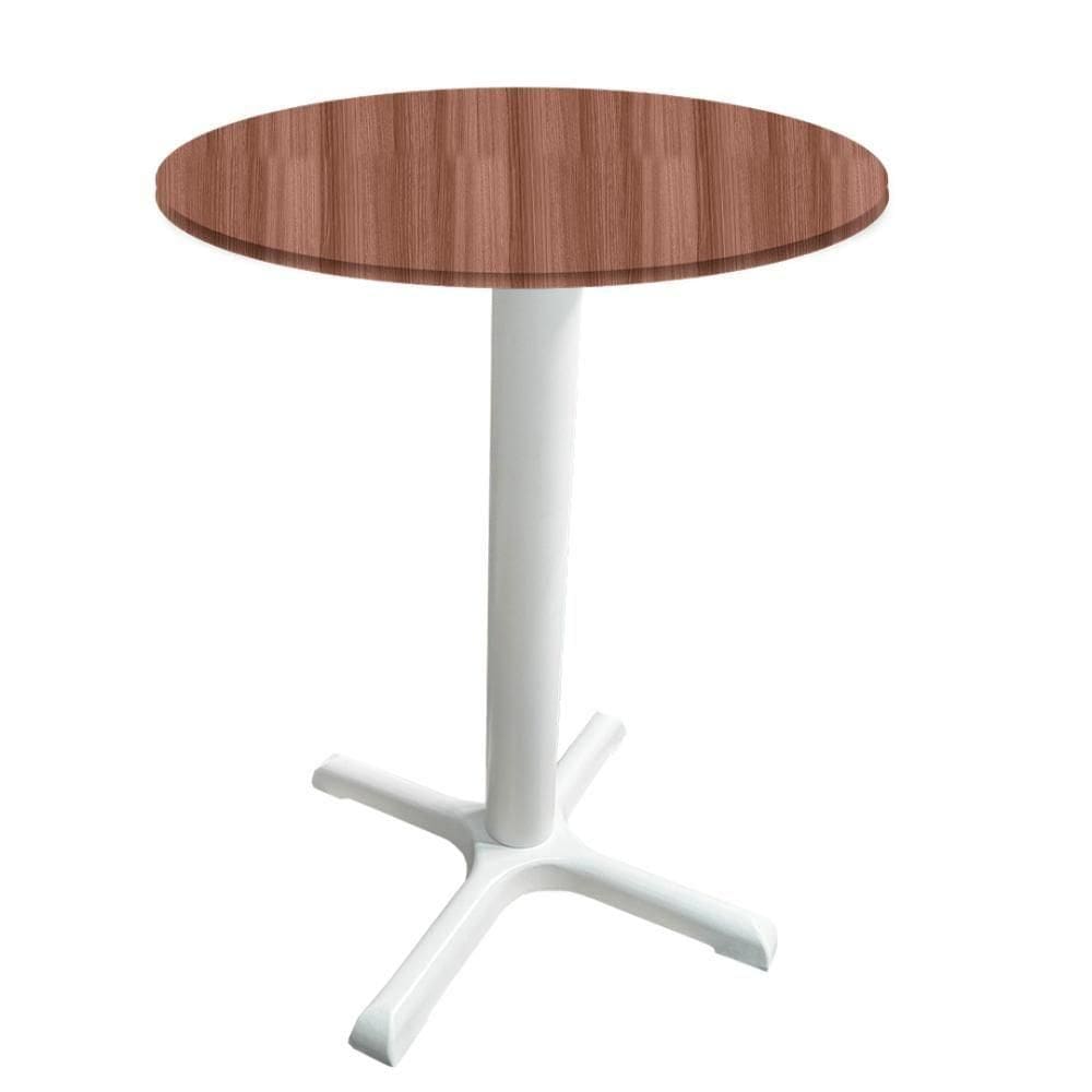 Mesa ô Ferro Branco 74 Cm (alt) Base Em X Tampo Mdp Redondo Walnut 80 Cm (larg) X 2,50 Cm (alt)