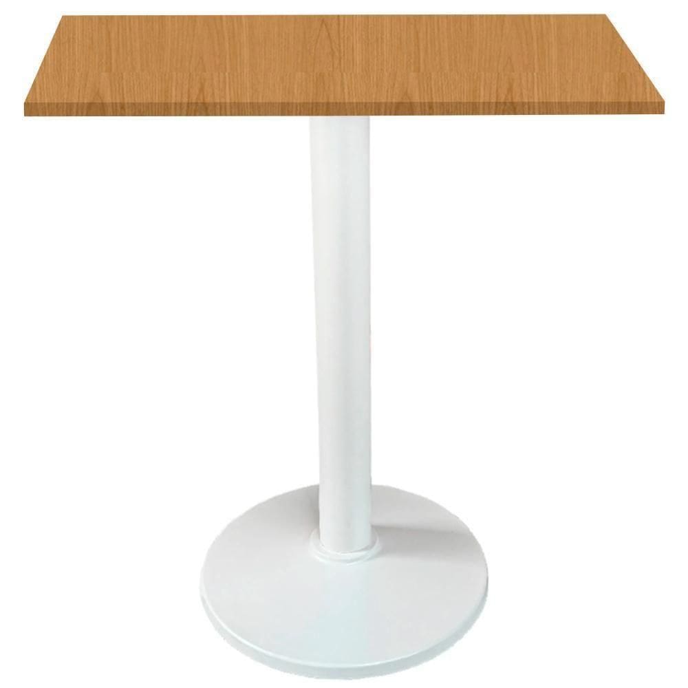 Mesa Zeta Ferro Branco 75 Cm Alt Disco Redondo Tampo Mdp Quadrado 60 Cm Larg X 2,5 Cm Alt Samba