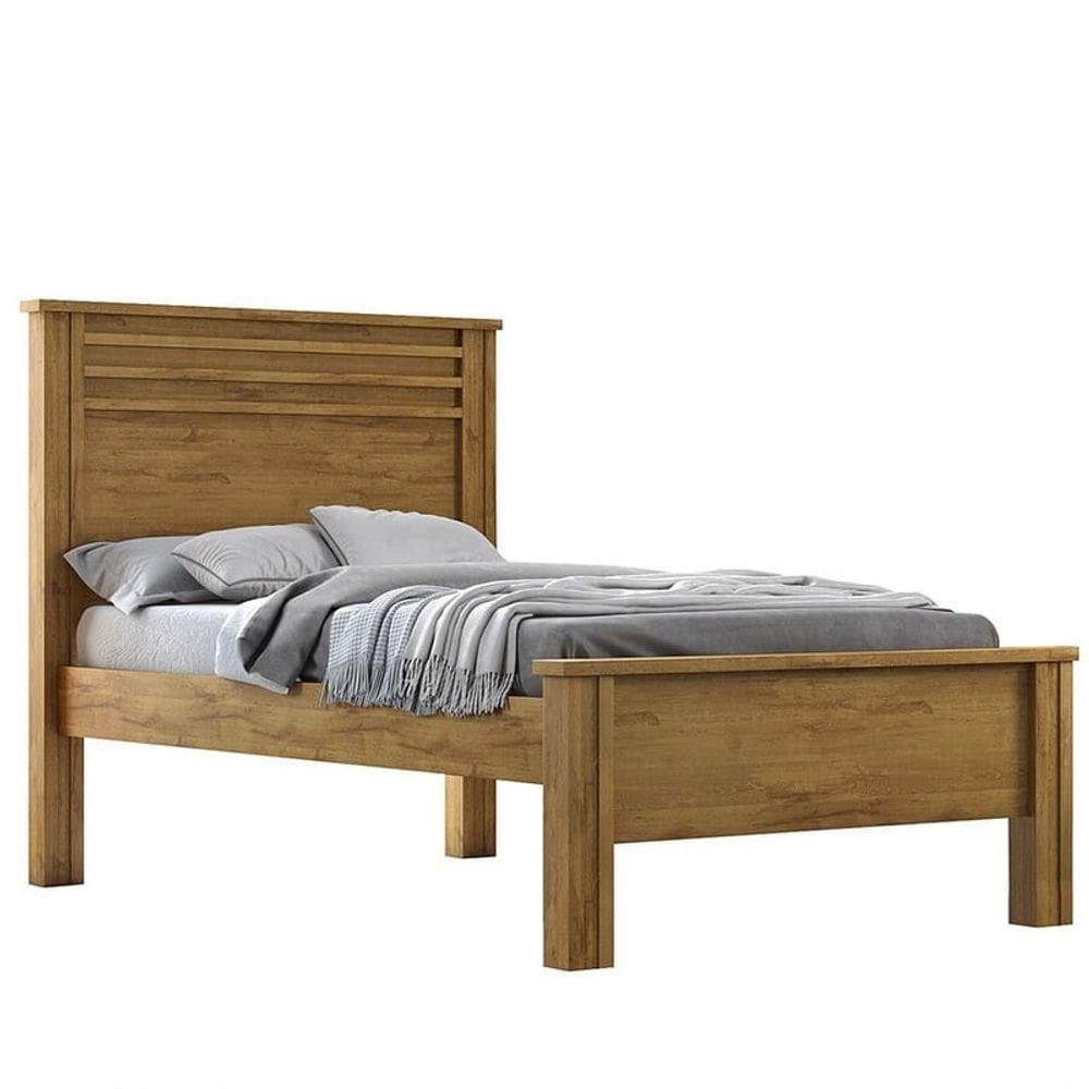 Cama Solteiro Com Painel Ripado - Rivera-cumaru - Móveis Horizonte