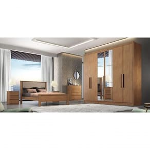 Guarda Roupa Casal Com Espelho 6 Portas 6 Gavetas - Rizon-cumaru - Móveis Horizonte