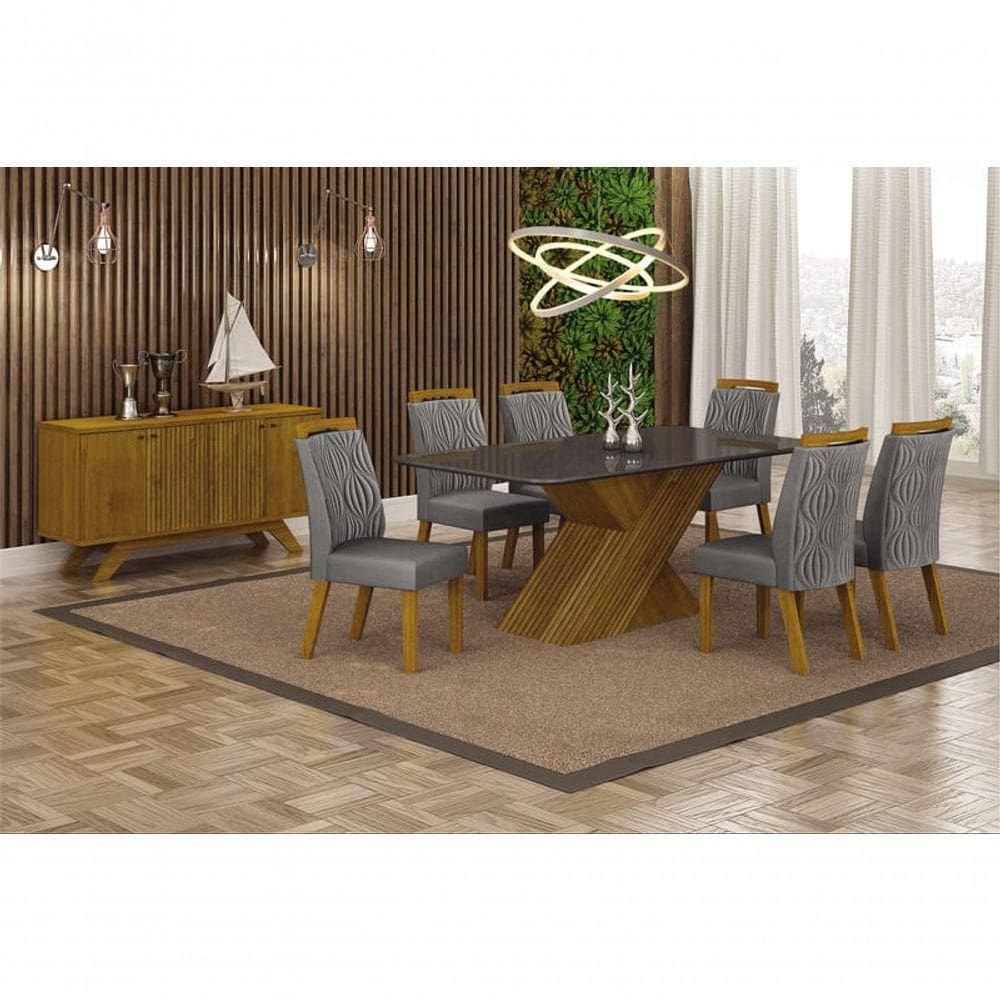 Sala De Jantar Completa Com 6 Cadeiras 1,80x0,90m - Ilhéus - Leifer Móveis