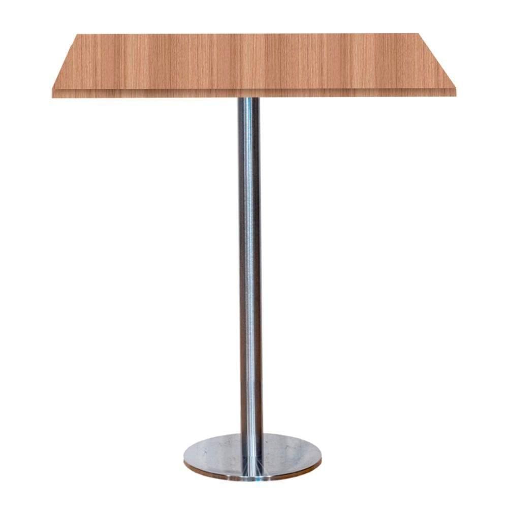 Mesa Pisa Beta Bistrô Fratini 107,50cm (a) Disco Redondo Inox Tampo Mdp Quadrado Noce Nat 60cm (l)