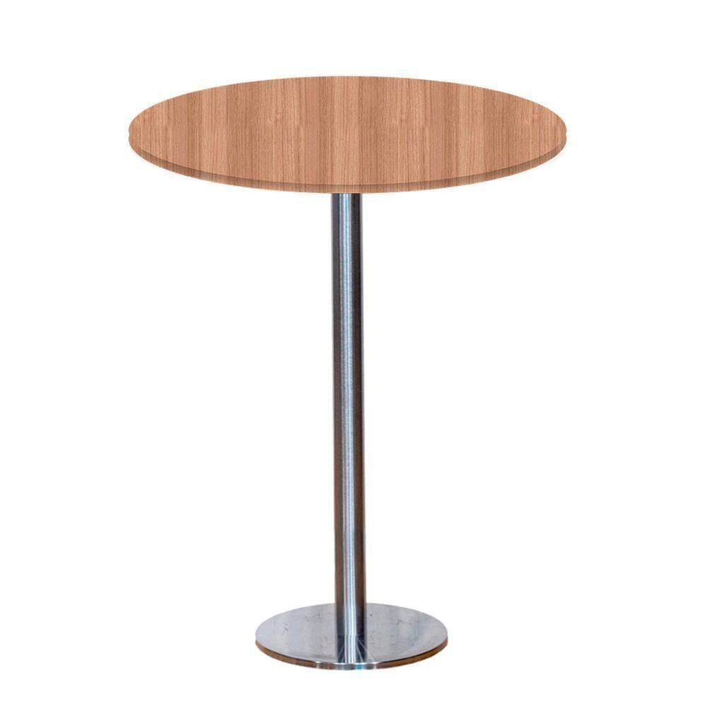 Mesa Pisa Beta Bistrô Fratini 107,50cm (a) Disco Redondo Inox Tampo Mdp Redondo Noce Nat 70cm (l)