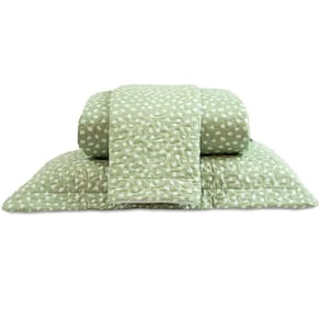 Cobre Leito Casal Padrão Bouti Basic Estampado 180 Fios 3 Peças - Poa Verde Cha