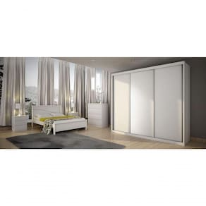 Guarda Roupa Casal 3 Portas 6 Gavetas - Paradizzo Gold-branco - Móveis Horizonte