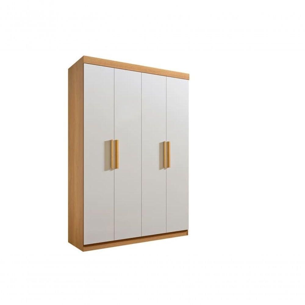 Guarda Roupa Solteiro 4 Portas 3 Gavetas - Colibri-cinamomo-off White - Móveis D`doro