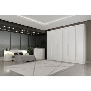 Guarda Roupa Casal 6 Portas 6 Gavetas - Coimbra-branco - Móveis Horizonte