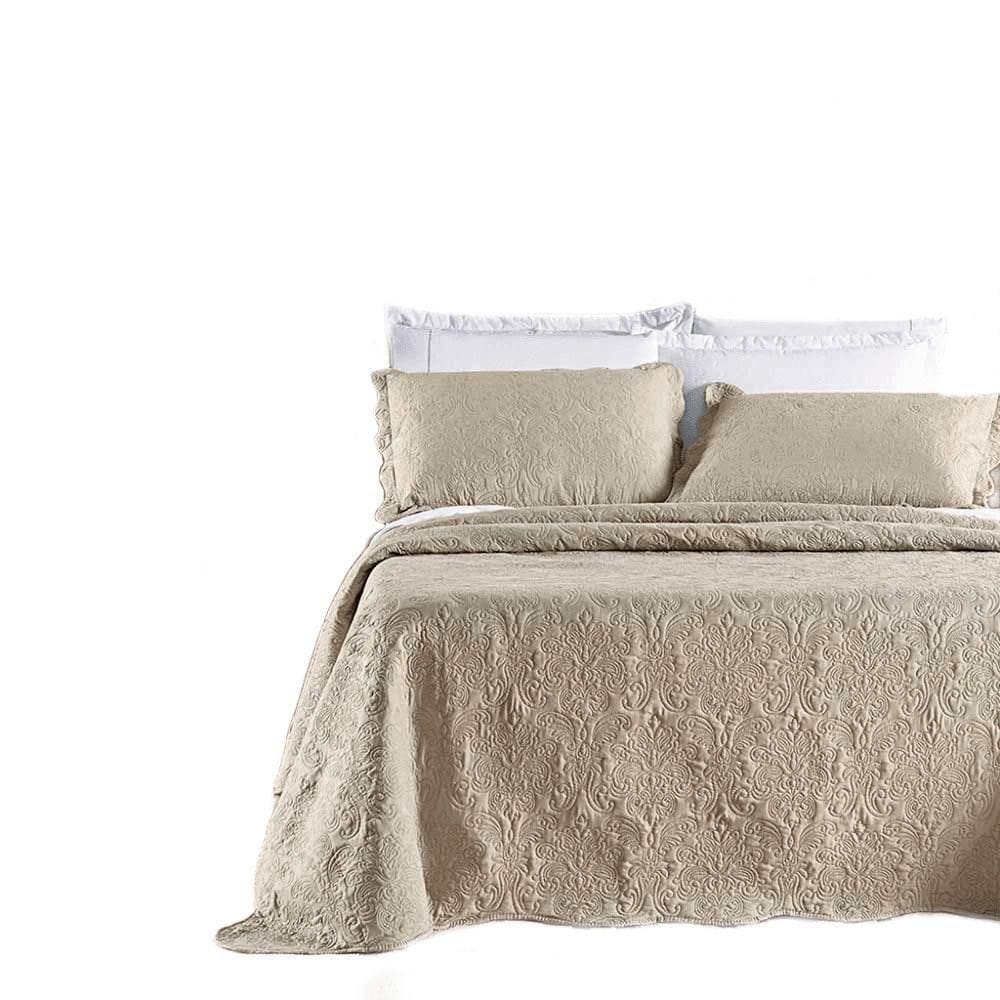 Kit Cobre Leito Colcha Adventure Queen Dupla Face - Cáqui - 100% Poliéster