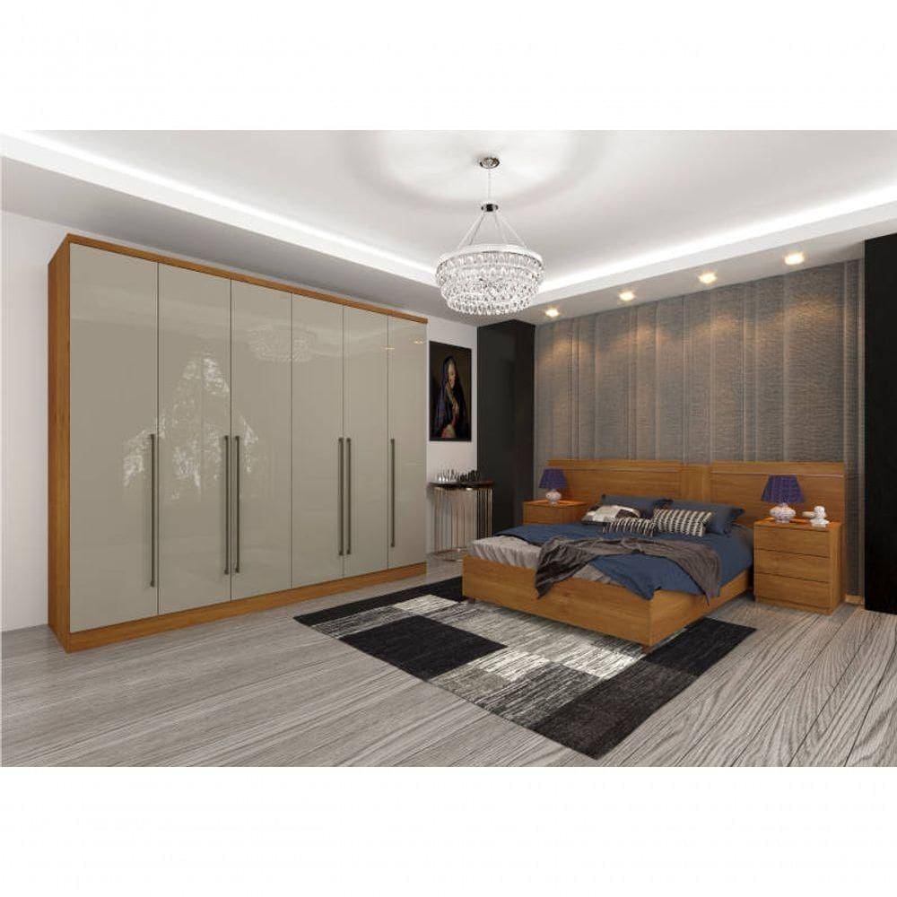 Guarda Roupa Casal 6 Portas 2,70m - Sevilla-cinamomo-off White - Tcil Móveis