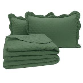 Kit Cobre Leito Colcha Diplomata Casal Dupla Face 3 Peças - Verde - 100% Poliéster