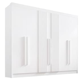 Guarda Roupa Casal 6 Portas 7 Gavetas - Athos Ripado-branco - Móveis D`doro