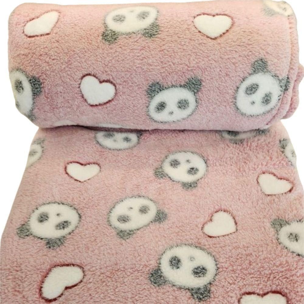 Cobertor Manta Solteiro Fofinha 2,20 X 1,50 - Ursa Rosa - 100% Poliéster