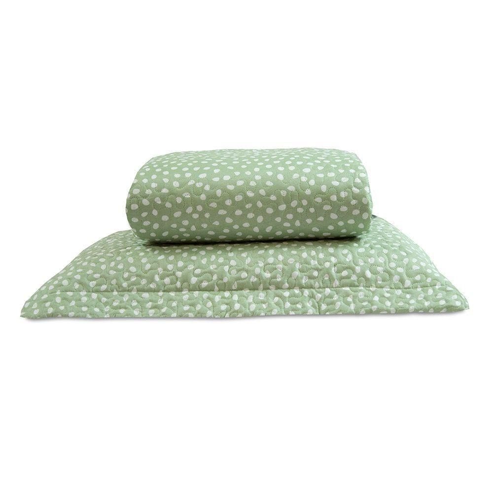 Cobre Leito Solteiro Bouti Basic Estampado 180 Fios 2 Peças - Poa Verde Cha