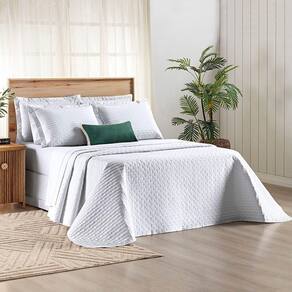 Kit Cobre Leito Colcha Marley King Dupla Face - Branco - 100% Poliéster