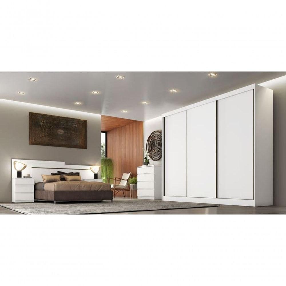 Guarda Roupa Casal 3 Portas 6 Gavetas - Logan-branco - Móveis Horizonte