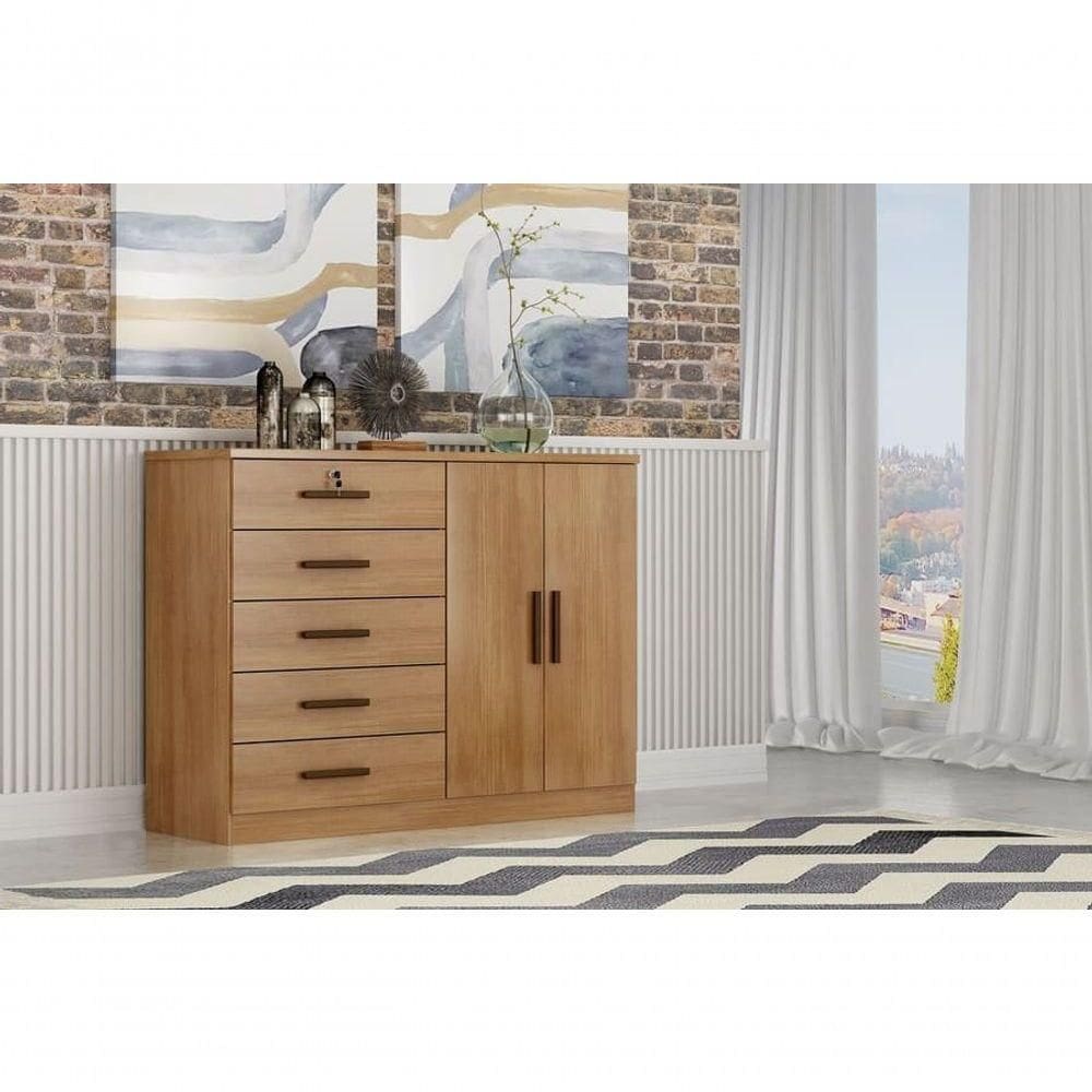 Cômoda Para Quarto Com Sapateira 5 Gavetas - Seul-cumaru - Móveis Horizonte
