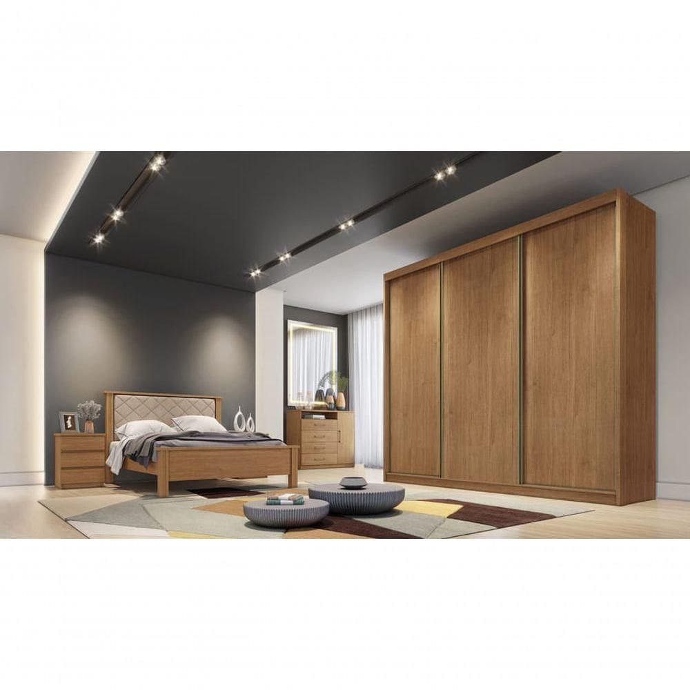 Guarda Roupa Casal 3 Portas 6 Gavetas - Logan-cumaru - Móveis Horizonte