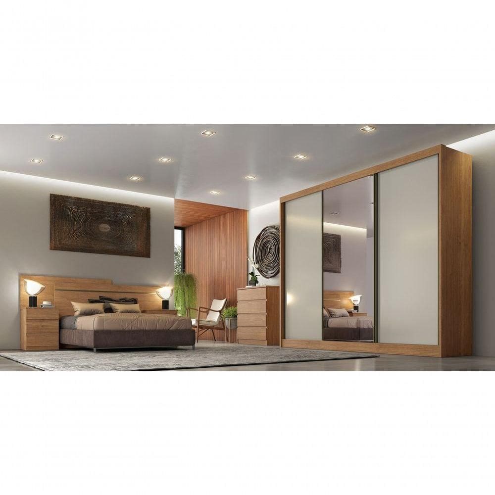 Guarda Roupa Casal Com 1 Porta Espelhada 8 Gavetas - Londres-cumaru-fendi - Móveis Horizonte