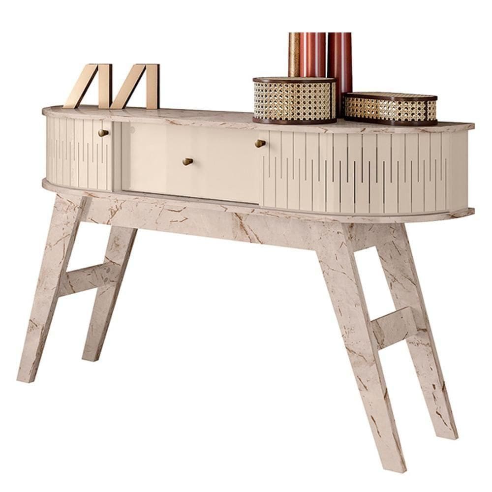 Aparador Para Sala 1 Gaveta 136 Cm Estoril Madetec Calacata Off White