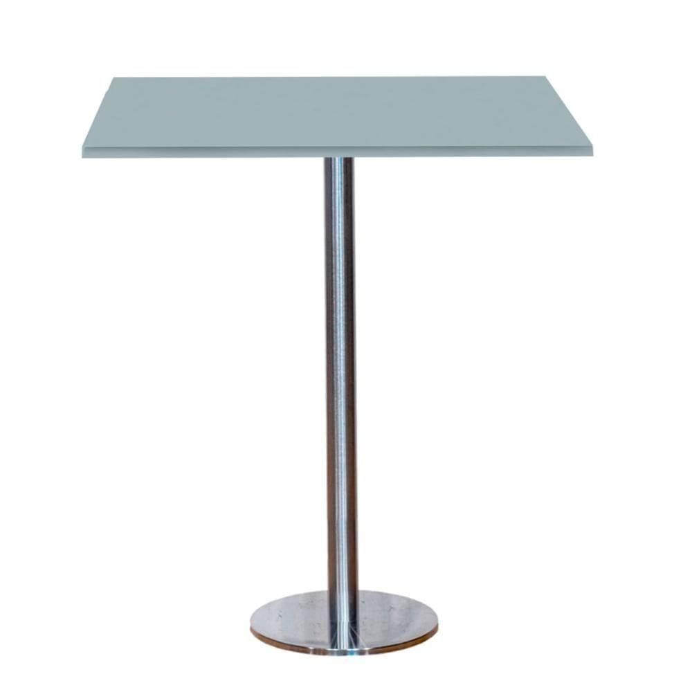 Mesa Pisa Beta Bistrô Fratini 107,50cm (a) Disco Redondo Inox Tampo Mdp Quadrado Cinza 60cm (l)