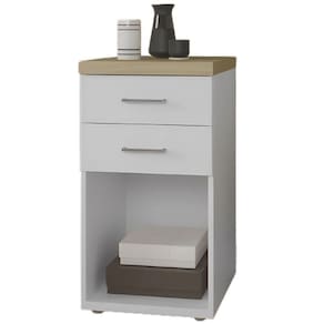 Gaveteiro Para Escritório Com 2 Gavetas E Nicho Loke Olmo/branco