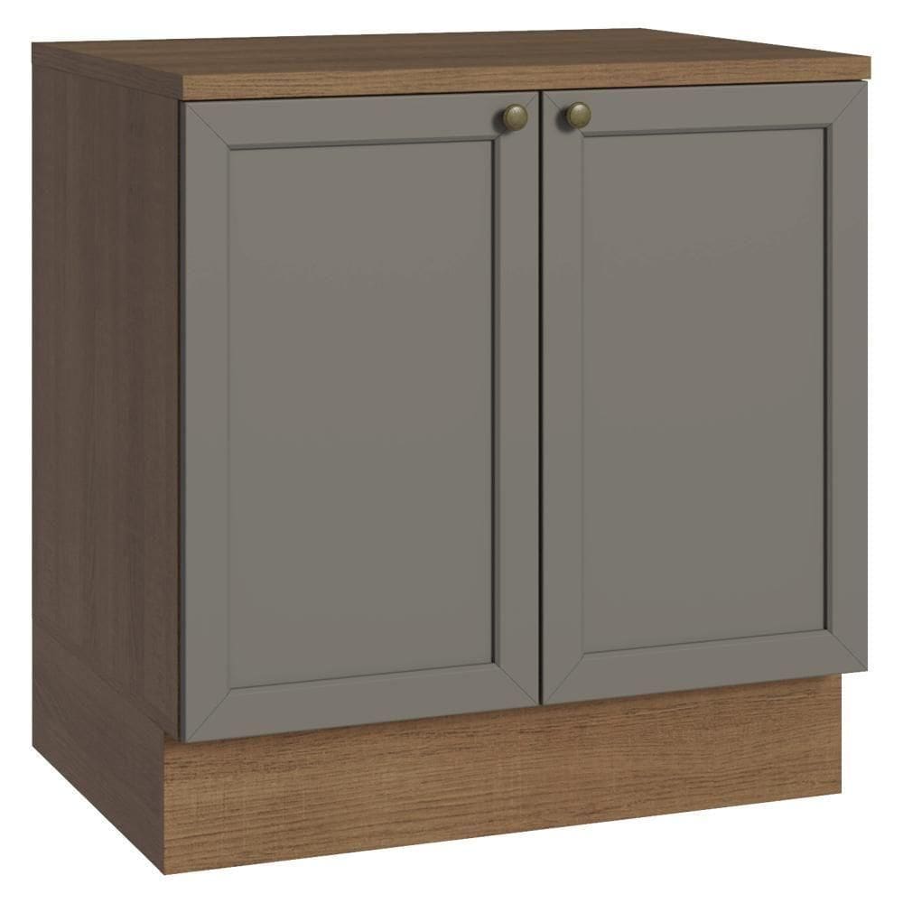 Balcão De Cozinha 80 Cm 2 Portas Rustic/cinza Vik Madesa Rustic/cinza