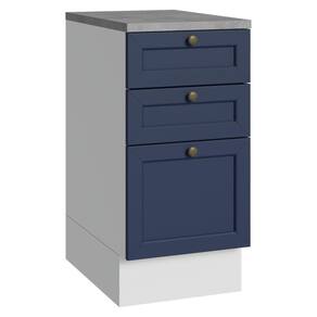 Balcão De Cozinha 40 Cm 3 Gavetas Branco/azul Vik Madesa Branco/azul