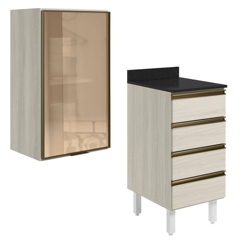 Armario Aereo Vidro Balcao 4g 40 Cm Mdf Kali Nicioli Bianco Toq