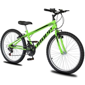 Bicicleta Aro 24 Dropp Sport Infantil Adulto18 Vel Marchas Freio V-brake - Verde e Preto