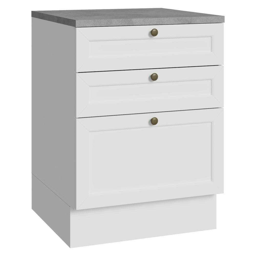 Balcão De Cozinha 60 Cm 3 Gavetas Branco Vik Madesa Branco