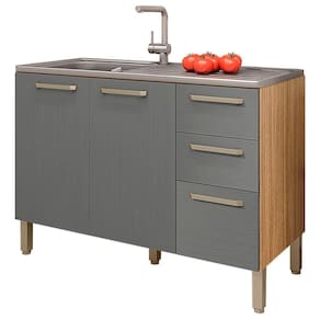 Balcao Para Pia 3 Portas 2 Gavetas 120 Cm Mad Versalhes Ktp Freijo Gris