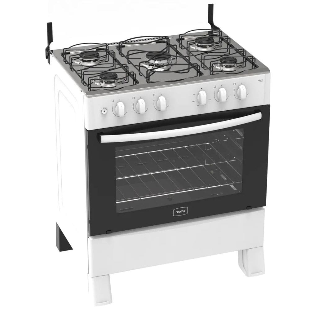 Fogão 5 Bocas Branco Hera Plus com Forno 94 L Acendimento Automático Realce