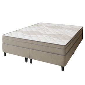Cama Box Casal Queen Molas Ensacadas 158x198x77cm Florida Bege Portobel-Suporta Até 120Kg Por Pessoa