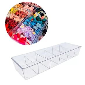 Organizador Modular Acrílico 11,5cm X 34,8cm X 5,5cm com 6 Divisórias Armário Cozinha Geladeira