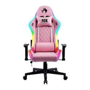 Cadeira Gamer FOX Racer RGB com Iluminação Led Rosa Logo Preta - UT-C1583L