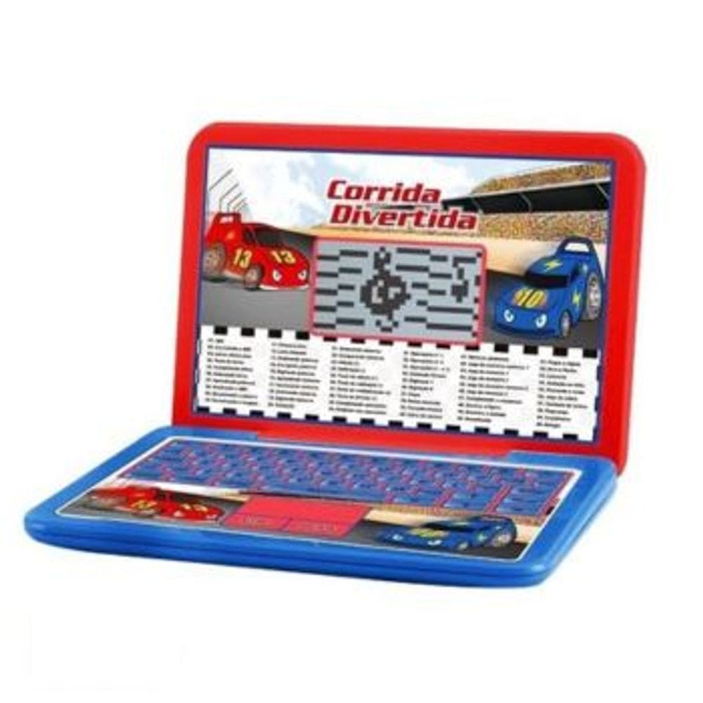 Brinquedo Laptop 60 Atividades Bilingue Corrida Divertida DM Toys Educativo Interativo Recreativo