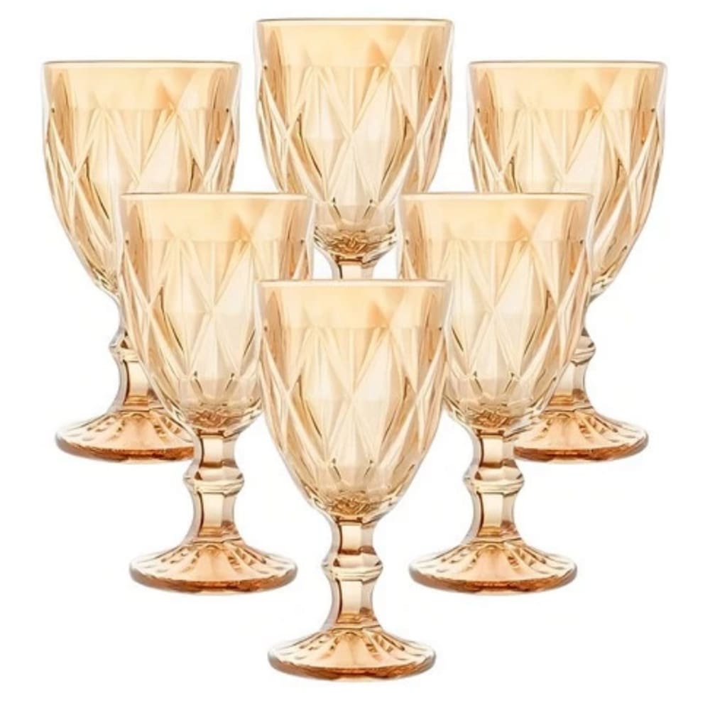 Jogo 6 Taças Luxx Ellegance 325ml em Vidro Cristal Gold