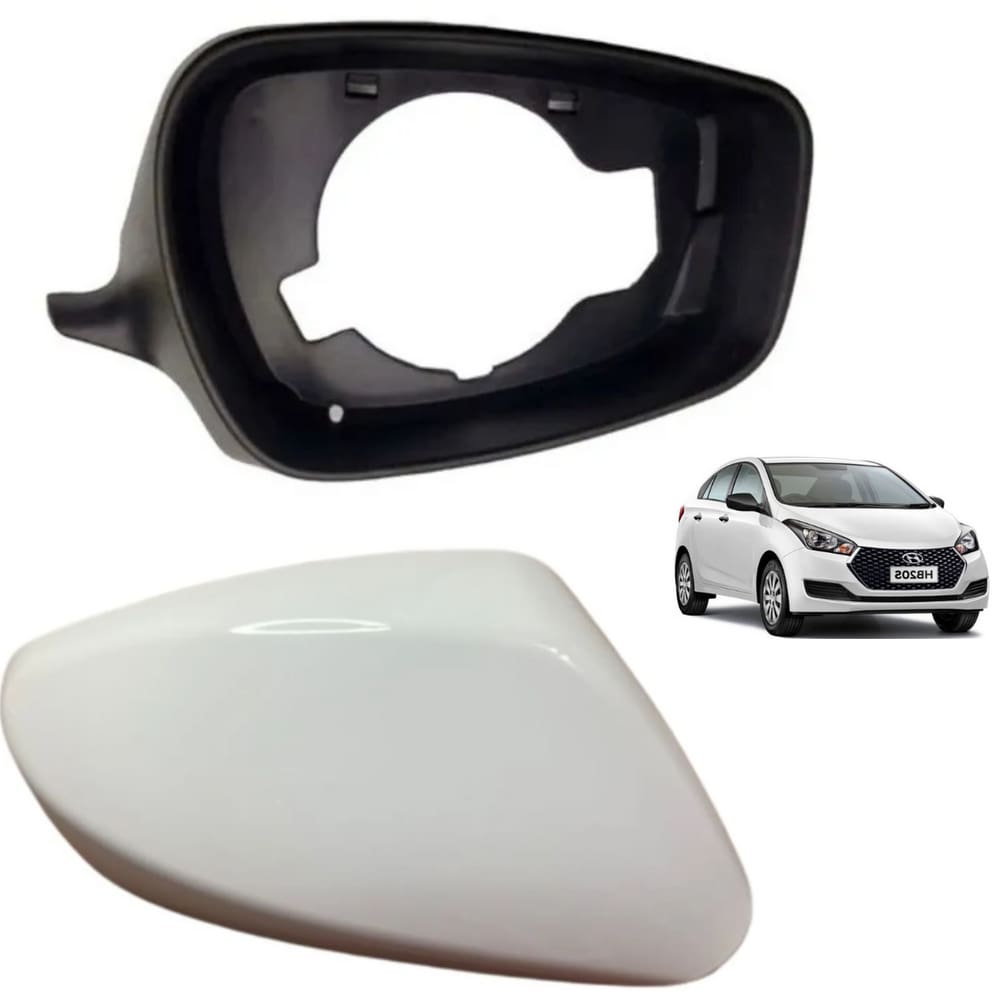 Aro Retrovisor E Capa Branco Sem Furo Hb20 2012 A 19 Direito