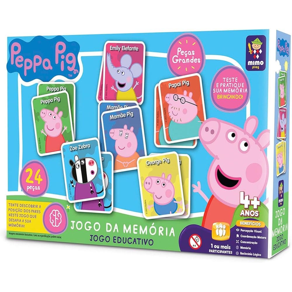 Jogo Da Memória Peppa Pig 24 Peças Infantil Mimo - 2111