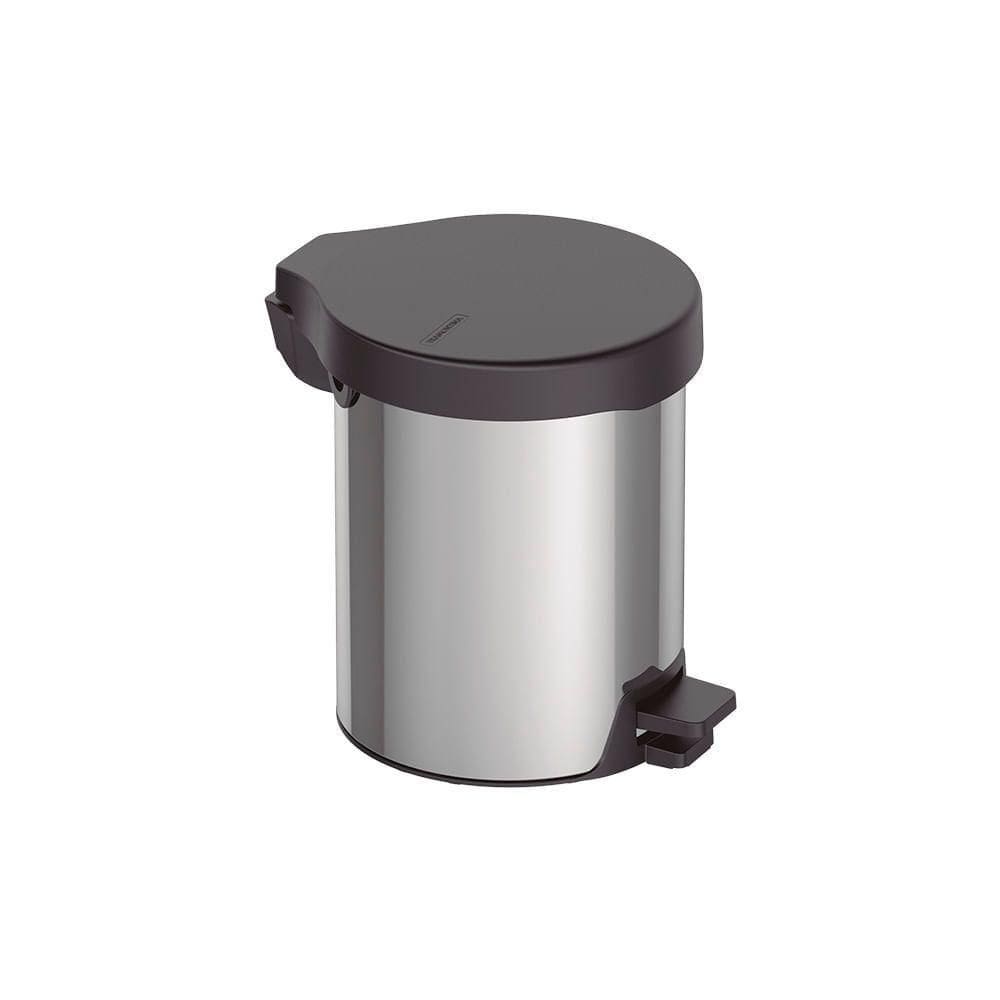 Lixeira Tramontina New Com Pedal 5l Redonda Inox Polido Aço Inox Polido