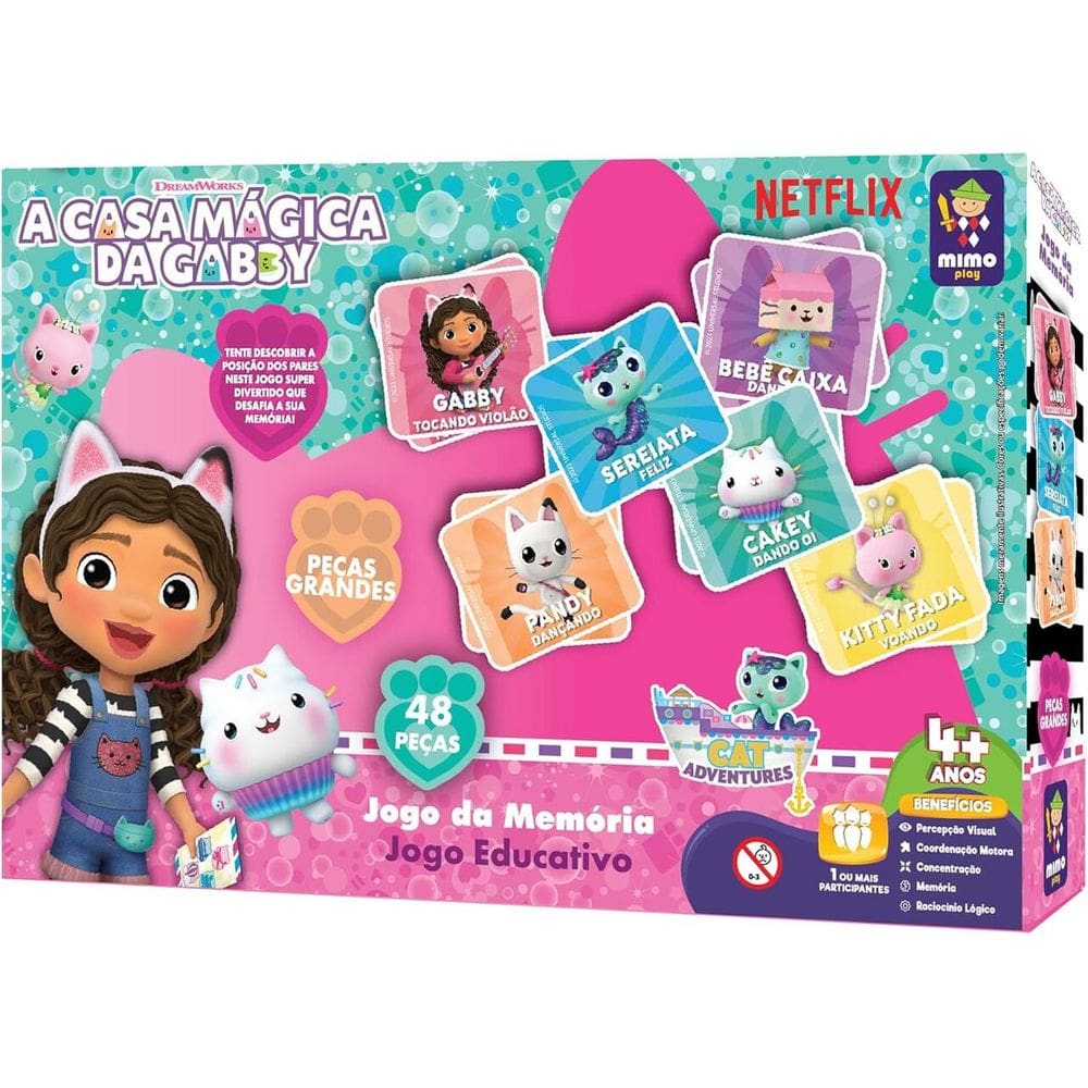 Jogo Da Memória Gabby 48 Peças Infantil Mimo - 2154