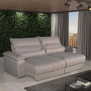 Sofá Impermeável 2,50m Retrátil Reclin Exclusive - Linho bege