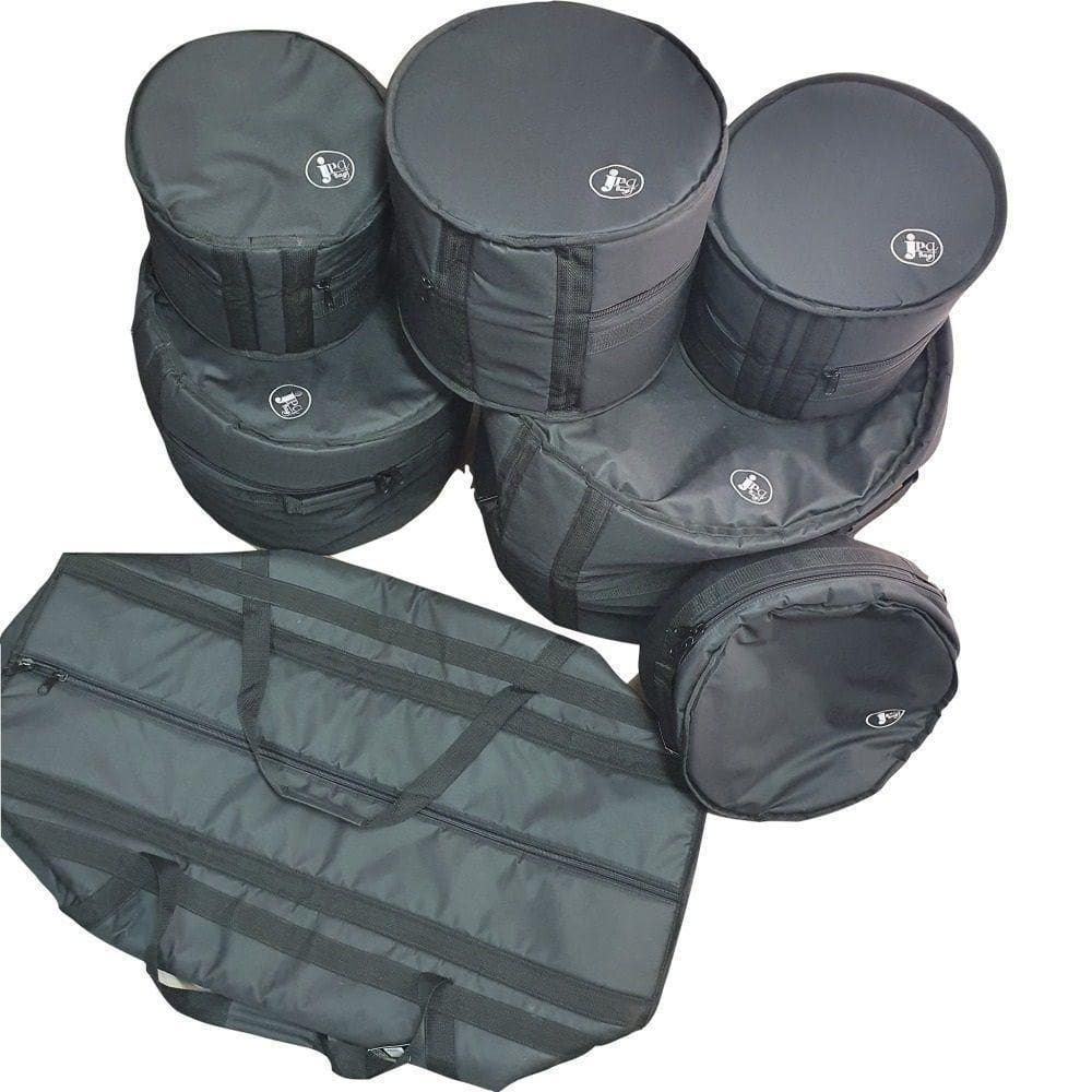Kit Capa Bag Bateria 7 Peças Nylon Acolchoada Bumbo 22``