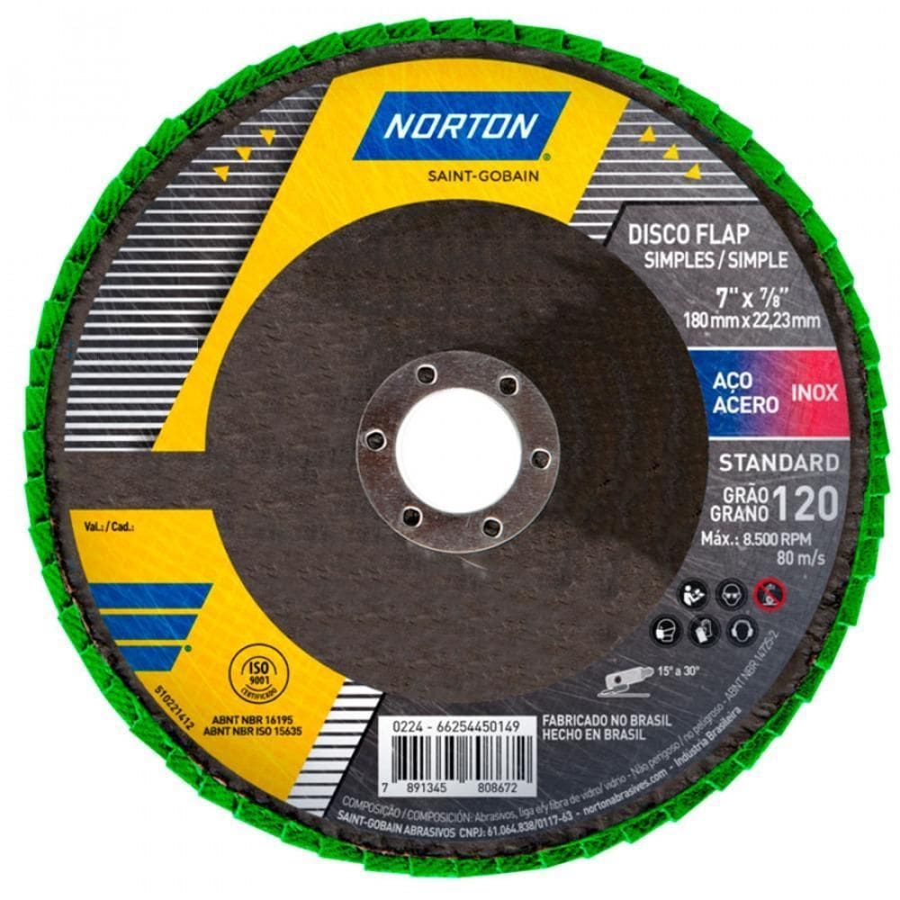 Disco De Lixa Flap Disc 4.1/2Pol Fibra Standard Norton