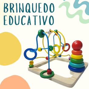 Brinquedo Educativo Madeira Estímulos Pedagógico Colorido
