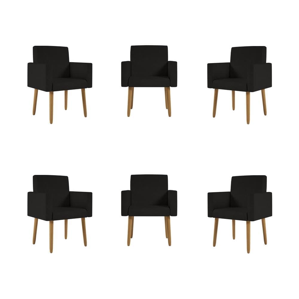 Kit 6 Poltronas Pés Palito Nina Suede