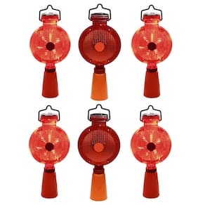 Sinalizador Viario Solar Cone Kit 6 Uni Automatico Luz LED Segurança Rua Rodovia Obra Estrada Fiscalizaçao Sinalizaçao