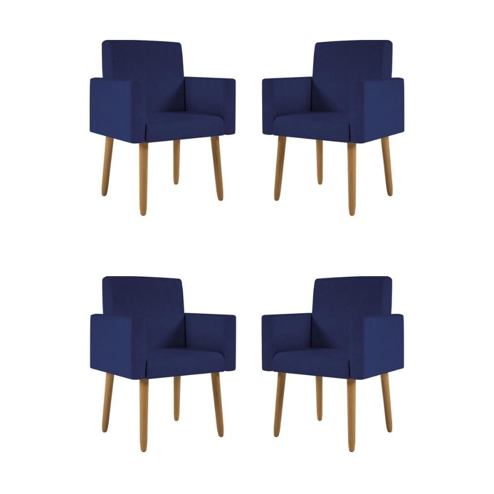 Kit 4 Poltronas Pés Palito Nina Suede