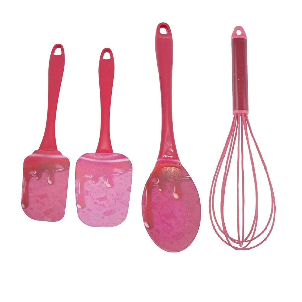 Kit Utensílios Espátulas Colher e Fuê em Silicone Flexível Ideal para Confeitaria