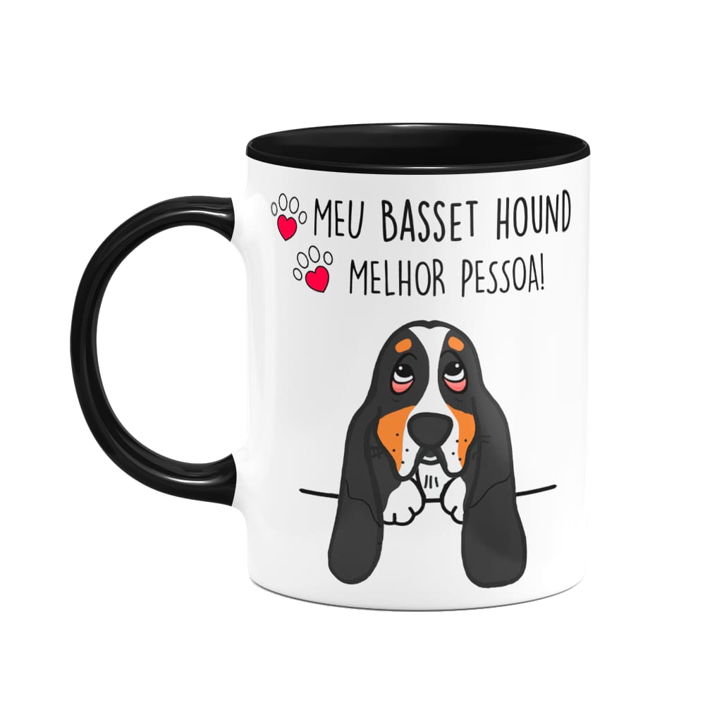 Caneca Dog - Meu Basset Hound, melhor pessoa! B-black - M2